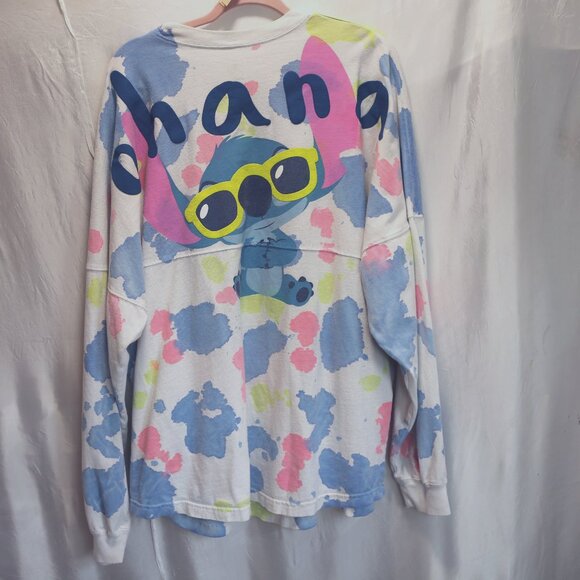Disney Tops - Disney Lilo and Stitch Ohana Spirit Jersey Cotton Blotch Painted Crew Neck XL